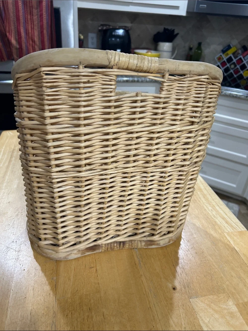 Woven Rattan Storage Basket in Natural Tan